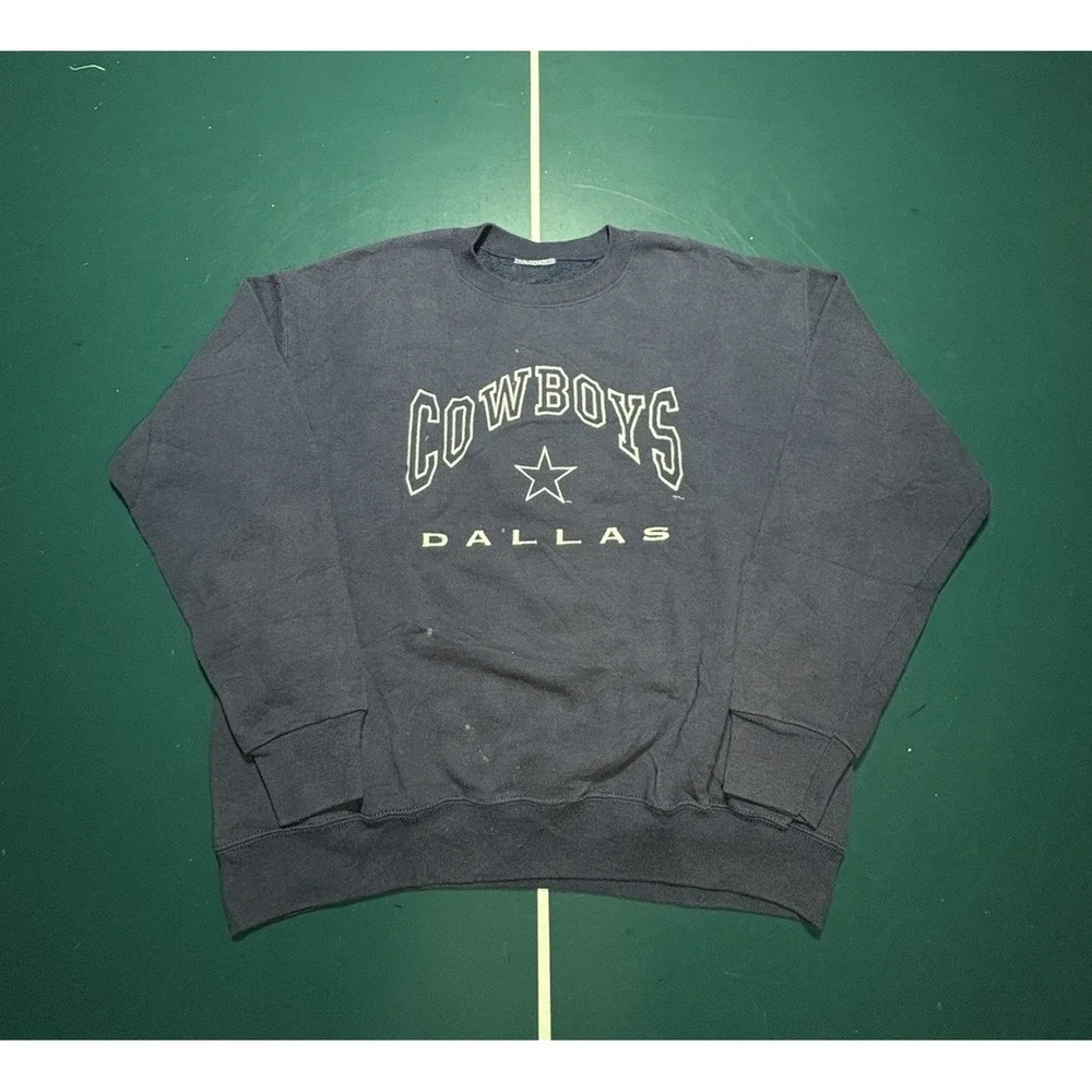 Vintage Dallas Cowboys Crewneck Sweatshirt Size XL Sun Faded Navy Blue Lee Sport
